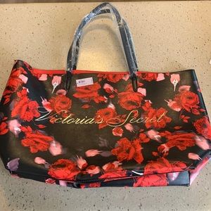 Victoria’s Secret floral black & red bag NWT